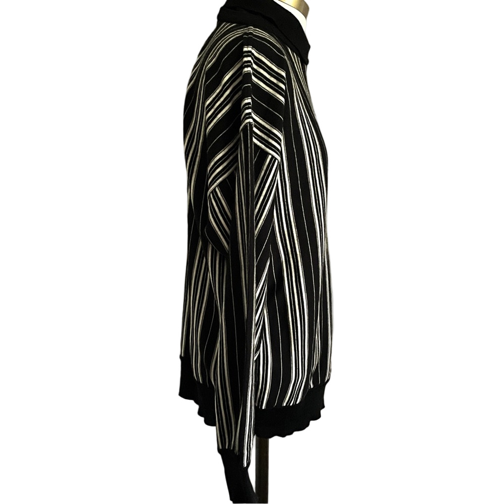 Vintage Versus Gianni Versace Black White Striped Wool Pullover Sweater - S/M - Picture 5 of 11